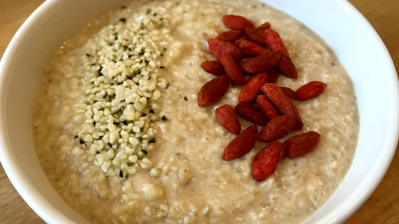 Amaranth-Quinoa-Pudding mit Hanfsamen und Goji-Beeren"