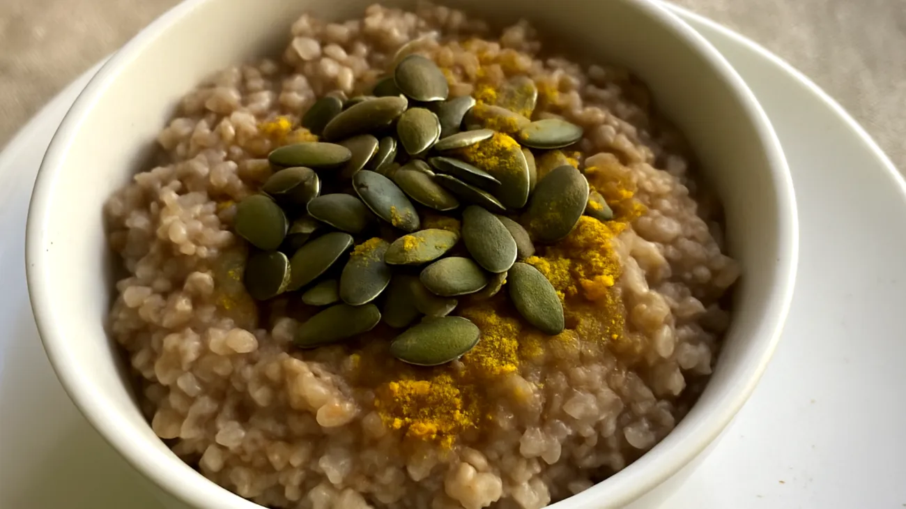 Buchweizen-Porridge mit Kürbiskernen und Kurkuma"